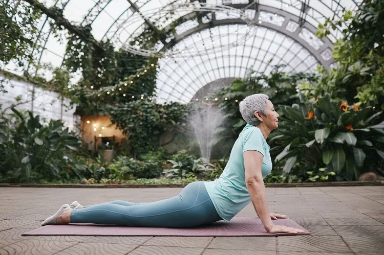 old woman yoga exercise